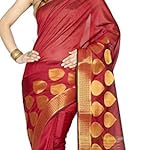 Red Banarasi Cotton Silk Saree With blouse piece