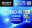 SONY �r�f�I�pBD-R �ǋL�^ �Ж�2�w50GB 4�{�� �z���C�g�v�����^�u�� 20���p�b�N 20BNR2VGPS4