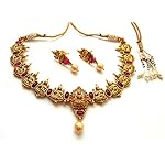 Red Brass Base Metal Traditional Jewellery Set