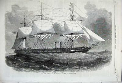  海上 1859 蒸気のフリゲート艦の船の Mersey の航行の海