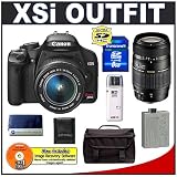  Canon Digital Rebel XSi 12.2MP Digital SLR Camera (Black) + Canon 18-55mm IS Lens + Tamron 70-300mm Di LD Macro Lens for Canon EOS + Spare LP-E5 Battery + 8GB Card + Gadget Bag