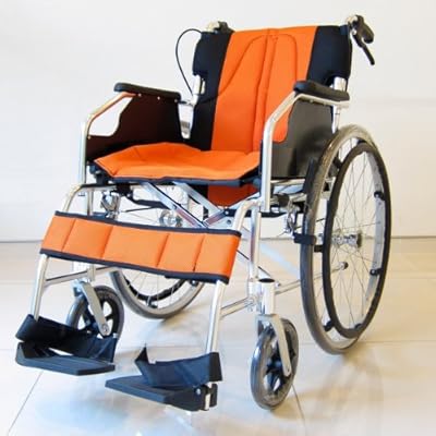 【チャップス】【全10色】お洒落なサンセットオレンジ【軽量】【自走式】【アルミ】【車椅子】【ノーパンクタイヤ】【介助ブレーキ付き】【折りたたみ式】【背折れ】【車イス】【介助用】にも！