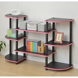 【クリックで詳細表示】山善(YAMAZEN) システムラック(幅110×奥行30)棚8段 ブラック/エッジ：ピンク SR-323(BK/EPI)