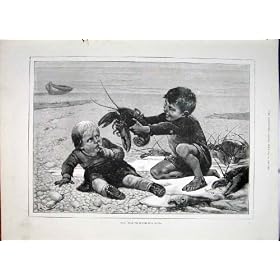 Olivie Fear Lobster Children Beach Fine Art 1887