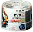 TDK �^��pDVD-R �z���C�g���C�h�v�����^�u�� 1-8�{�� ���{�� �X�s���h��50���p�b�N DR120PWB50PU