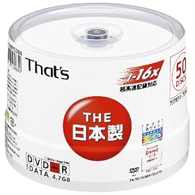 ���z�U�d�� That's DVD-R�f�[�^�p 16�{��4.7GB �ՖʃA�N�A�z���C�g ���C�h�v�����^�u�� �X�s���h���P�[�X50���� DR-47AWWY50BN