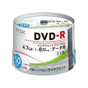 TDK �f�[�^�pDVD-R ���{�� 1-8�{���Ή� �z���C�g���C�h�v�����^�u�� 50���X�s���h�� DR47PWB50PN