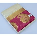 Off-white with Pink Mango Tassar Silk Saree With blouse