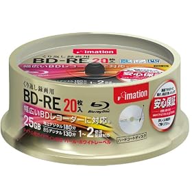 imation �^��p�u���[���C�f�B�X�N BD-RE 25GB 1-2�{�� �p�[���z���C�g�f�B�X�N(�^�C�g���p�K�C�h���C���t��) 20���X�s���h�� BDREV25BWA20S