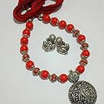 German Silver Handmade Temple Peacock Pendant set