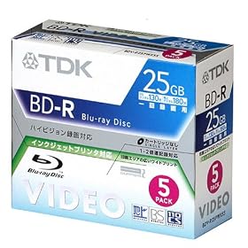 TDK �^��p�u���[���C�f�B�X�N 25GB �C���N�W�F�b�g�v�����^�[�Ή��i���C�h�v�����g�d�l�j 1��^��p�i�ǋL�^�j 5���p�b�N BDV-R25PWX5S