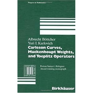 【クリックでお店のこの商品のページへ】Carleson Curves， Muckenhoupt Weights， and Toeplitz Operators (Progress in Mathematics) [ハードカバー]