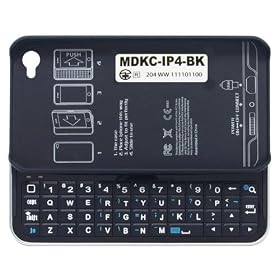 �T�C�Y M Design iPhone4/4S�Ή� �L�[�{�[�h�P�[�X Air Slide Keyboard Case �� Bluetooth�ڑ�  MDKC-IP4-BK