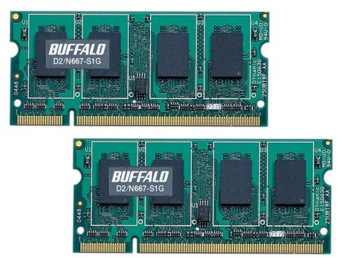 BUFFALO �m�[�gPC�p���݃����� PC2-5300 (DDR2-667) 1GB 2���g D2/N667-S1GX2/E �o�b�t�@���[ (8���̊��z) 3,480