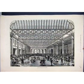 1876 Billingsgate Fish Market Building Antique Print