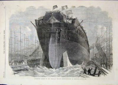  1866 試みられた進水のフリゲート艦ノーサンバーランド Millwall