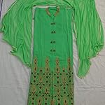 Parrot Green Plain / Solid Chanderi Cotton Silk Dress Material With Dupatta