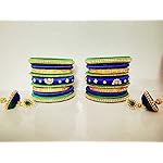 Silk Thread Jewellery - Blue & Green Bridal bangles & Jhumkas