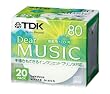 TDK CD-R ���y�p 80�� �z���C�g���C�h�v�����^�u�� 20�� 5mm�P�[�X CD-RDE80PWX20N