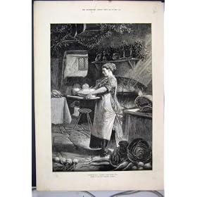 1879 Cooking Christmas Dinner Woman Kitchen Vegetable