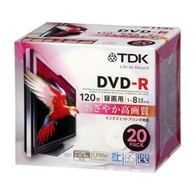 TDK �^��pDVD-R �f�W�^�������^��Ή�(CPRM) �z���C�g���C�h�v�����^�u�� 1-8�{�� 5mm�X�����P�[�X 20���p�b�N DR120DPWB20U