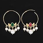 Gold Gold Plated Gold Plated Pearl Traditional Hoop Earring