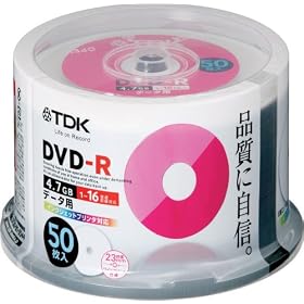 TDK �f�[�^�p DVD-R 1-16�{���Ή� �z���C�g���C�h�v�����^�u�� 50�� �X�s���h�� DR47PWC50PU