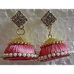 Pragnya's pink silk thread Jhumki Earring