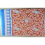 Red Floral Cotton Saree With blouse piece