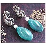 [E17J_003] Green Peacock earrings