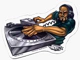  DJ Spinning Vinyl Record Album on Turntable - Sticker / Decal
