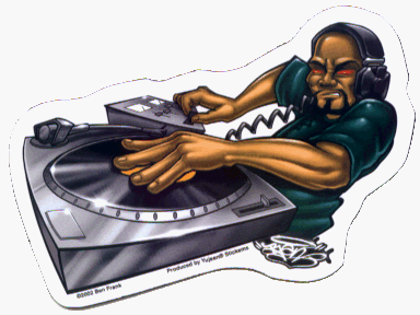  DJ Spinning Vinyl Record Album on Turntable - Sticker / Decal