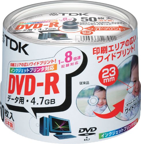 TDK DVD-R�f�[�^�p 1-8�{���Ή��z���C�g�v�����^�u��(���C�h)50���p�b�N[DVD-R47PWDX50PK] TDK (74���̊��z) 1,580