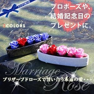 【クリックで詳細表示】送料無料 プリザーブドフラワー マリッジローズ ギフト・お祝い・プレゼントに (ブルー)