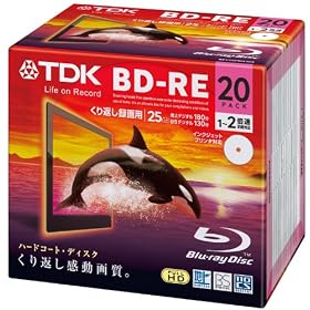 TDK �^��p BD-RE 25GB 1-2�{�� �z���C�g���C�h�v�����^�u�� 20�� 5mm�P�[�X BEV25PWA20A