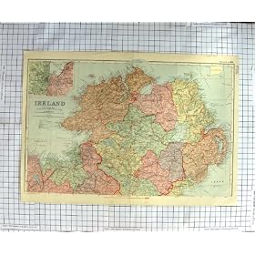 ANTIQUE MAP c1885 IRELAND PLAN BELFAST LOUGH NEAGH