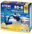TDK �^��p�u���[���C�f�B�X�N BD-R 25GB 1-4�{�� �S�[���h�f�B�X�N 10���p�b�N 5mm�X�����P�[�X BRV25B10A