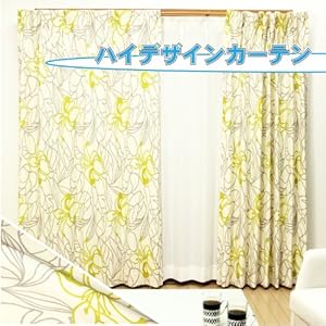 【クリックで詳細表示】☆送料無料☆ 既製サイズでもフルオーダー縫製！安心・ 安全・高品質のデザインプリントカーテン！ 形態安定加工付！ WD120 (100x135 (2枚組)， グリーン)