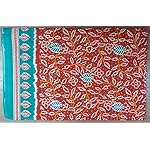 Red Floral Cotton Saree With blouse piece