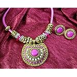 Pinck pendant necklace set