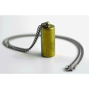 【クリックで詳細表示】【日本製】純チタンピルケース般若心経type ゴールド チェーン長65cm