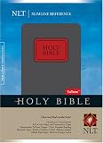 Holy Bible: New Living Translation, Charcoal/Red Tutone, Leatherlike, Slimline Reference