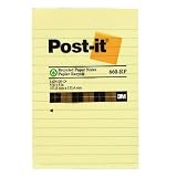 3M Post-it(R) Recycled Paper Notes, Lined, 4in. x 6in., Canary Yellow