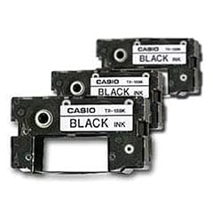 Casio Black Ribbons for All CW Disc Title Printers, 3 Pack (TR-18BK-3P)