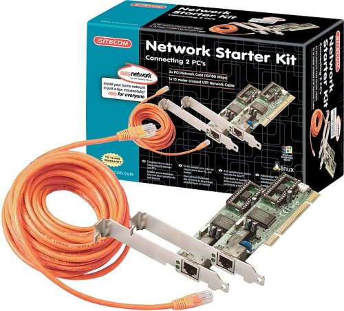 Festplatten: Sitecom LN-025 Network Starter Kit - 2 PCI Ethernet 10/100 Mbit Netzwerkkarten inkl. Cross-over Kabel