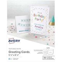 Avery Textured Half-Fold Greeting Cards for Inkjet Printers, Uncoated, 5.5 x 8.5 Inches, White, Box of 30 (03378)