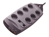 Kamerazubeh&ouml;r: Belkin 7-Fach �berspannungsschutz SurgeMaster Gold, zus�tzl. Schutz f�r Telefon/Netzwerk/Audio/Video, uneingeschr. Garantie f�r angeschl. Ger�te, 3m