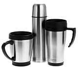 Copco Commuter Travel Set. Set Includes 16oz Desk mug, 14oz Travel Mug, 1Pint Stainless Double Wall Vacuum Bottle
