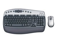MP3 Player: Microsoft Wireless Optical Desktop 2.0 Tastatur schnurlos 102 Tasten MS WXP EN + Cordless Optical Maus Schwarz-silber
