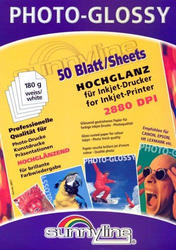 Festplatten: Sunnyline Photo-Glossy Papier 25 Blatt/165 g / 2880 dpi